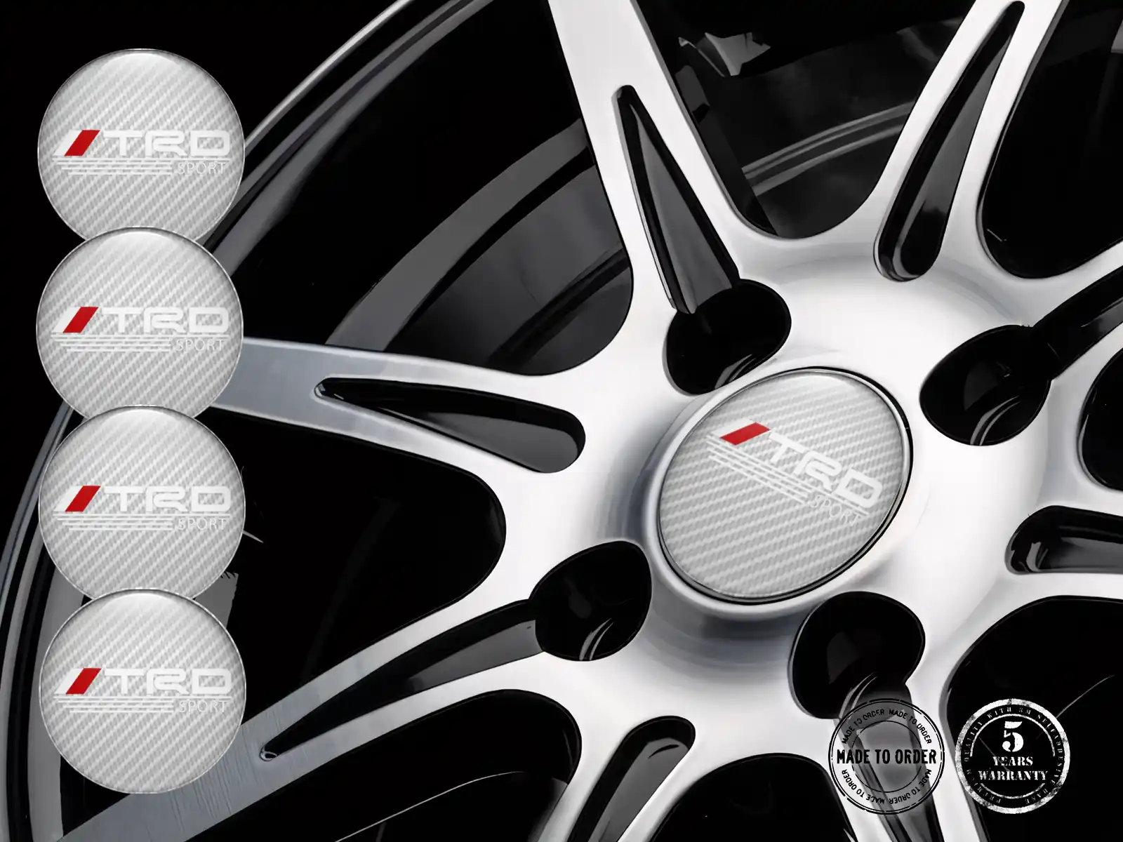 Toyota TRD Logos Bombados Custom Emblema de Rueda Edición